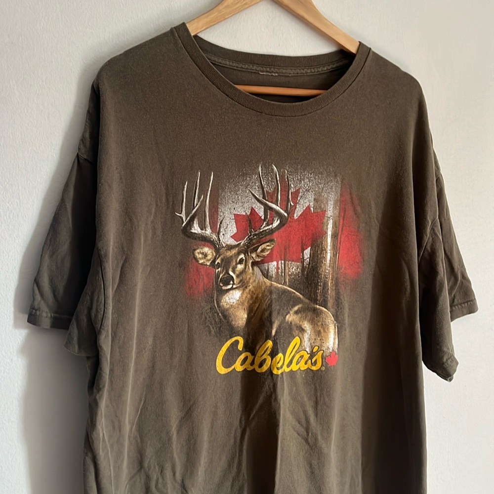 Vintage Cabelas Deer T-Shirt / XL / Y2K / Olive Green